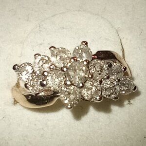 10Kt Yellow Gold Full-Carat Champagne Diamond “Tilted Star” Cluster Ring